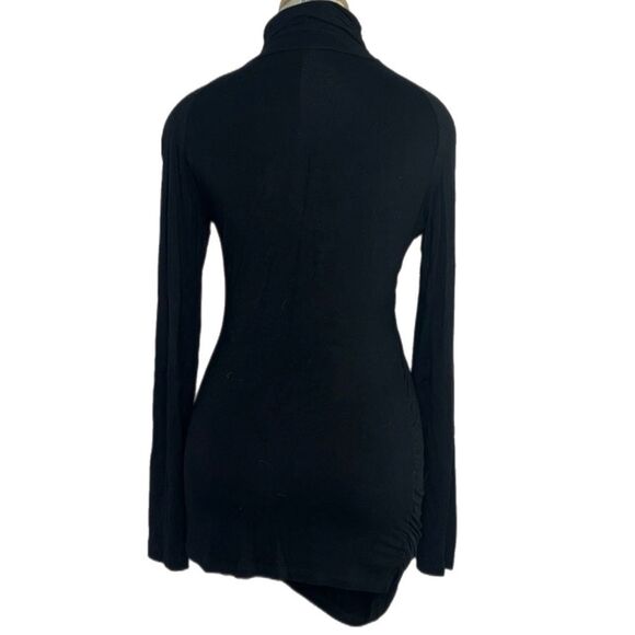 VERTIGO PARIS Blouse Women’s XL Black Side Ruching Body Con Dark Academe. - Picture 2 of 11